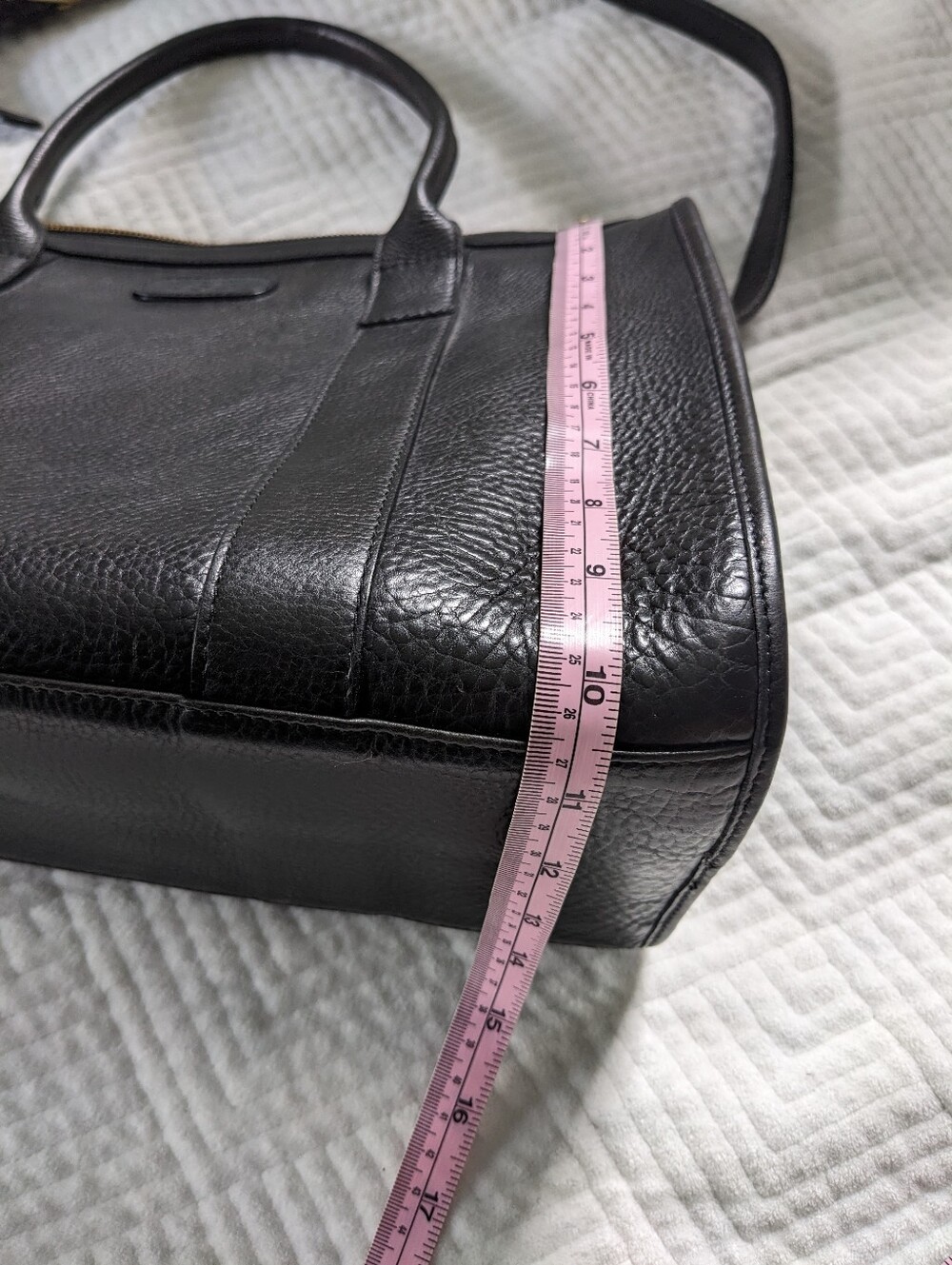 Lotuff Black Satchel Medium Leather Tote w/ Strap Customized JSG See Pictures - Picture 16 of 16
